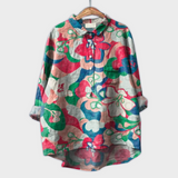 Magdalena | Exquisite Damenbluse mit kunstvollem Blumenmuster