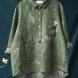 Emilia | Elegante Bluse mit zeitgenössischem Naturmotiv