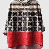 Freya | Elegante Hemdbluse mit geometrischem Kunst-Print