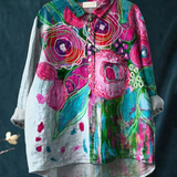 Elena | Elegante Bluse mit nostalgischem Blumenkunst-Print