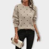 Aveline | Eleganter langärmliger Strickpullover mit kunstvollem Tupfenmuster