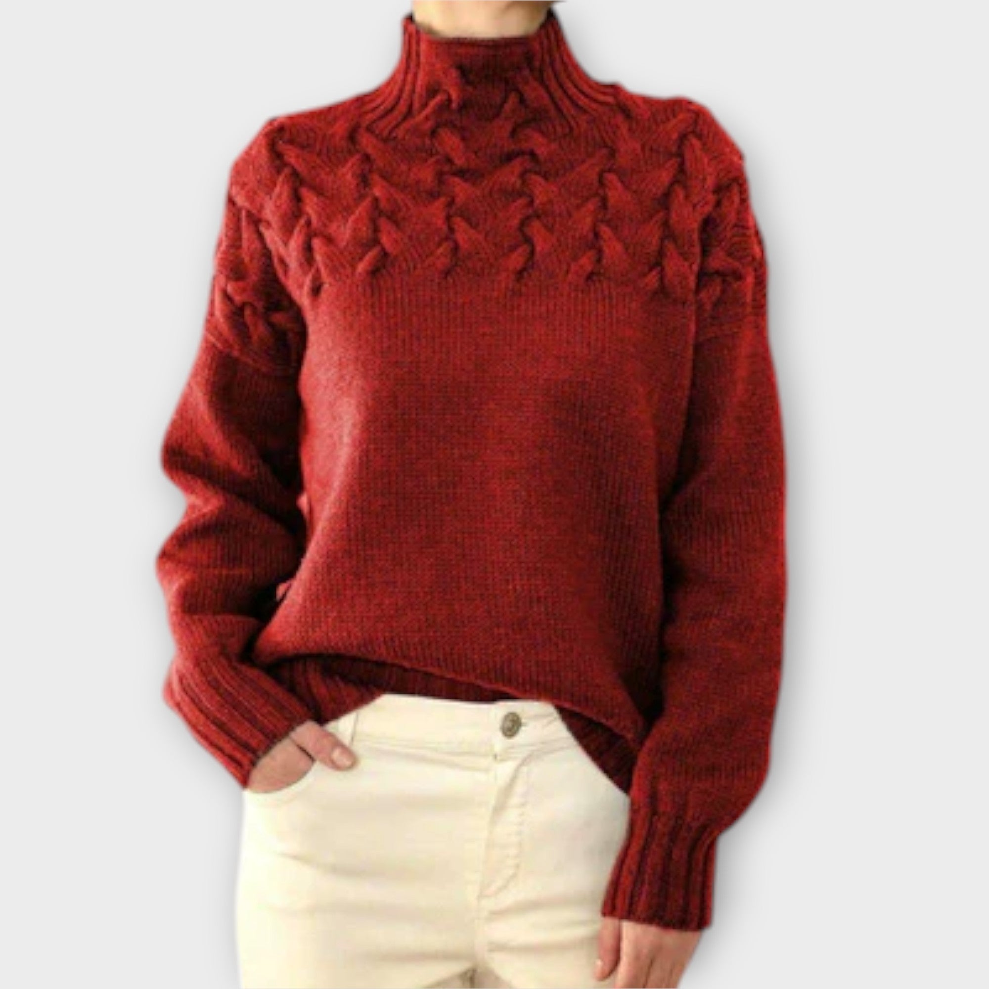 Aurora | Eleganter Damenpullover mit exquisiten Zopfstrick-Akzenten