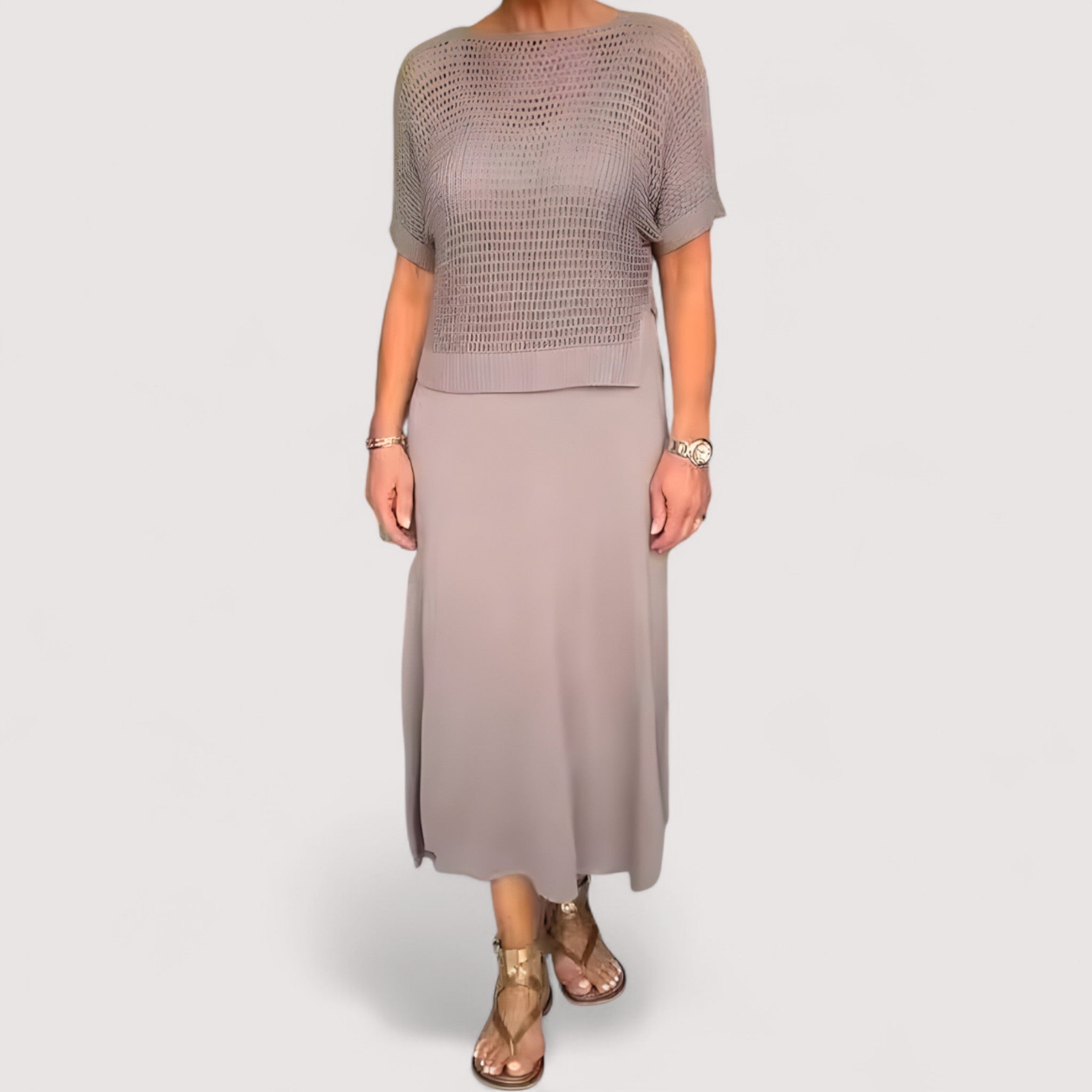 Claudia | Elegantes Sommerkleid mit exquisitem Strickoberteil