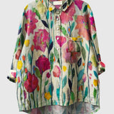 Isabelle | Elegante Blusenshirt mit Vintage-Blumenkunstprint
