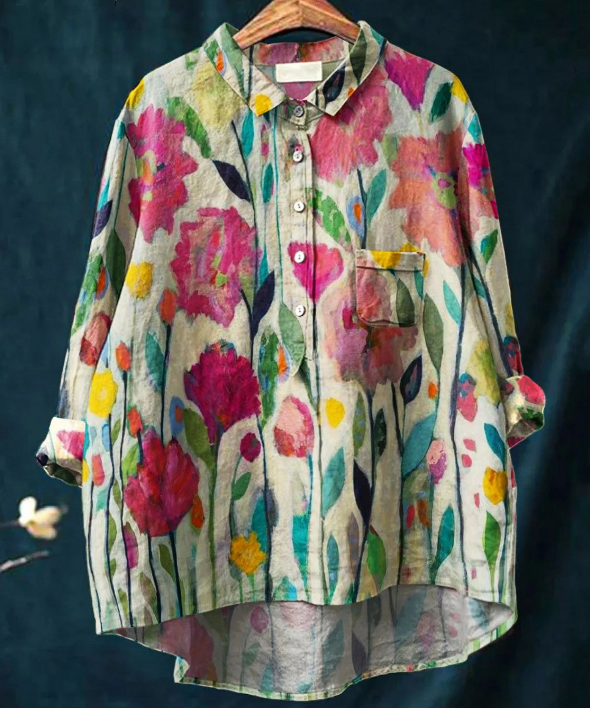 Isabelle | Elegante Blusenshirt mit Vintage-Blumenkunstprint