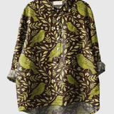 Victoria | Elegante Bluse mit vintage Blumen- und Vogelkunstprint