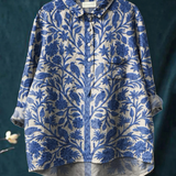 Rosalinde | Elegante, handgefertigte Bluse mit indischen Kunstblumen im Vintage-Design