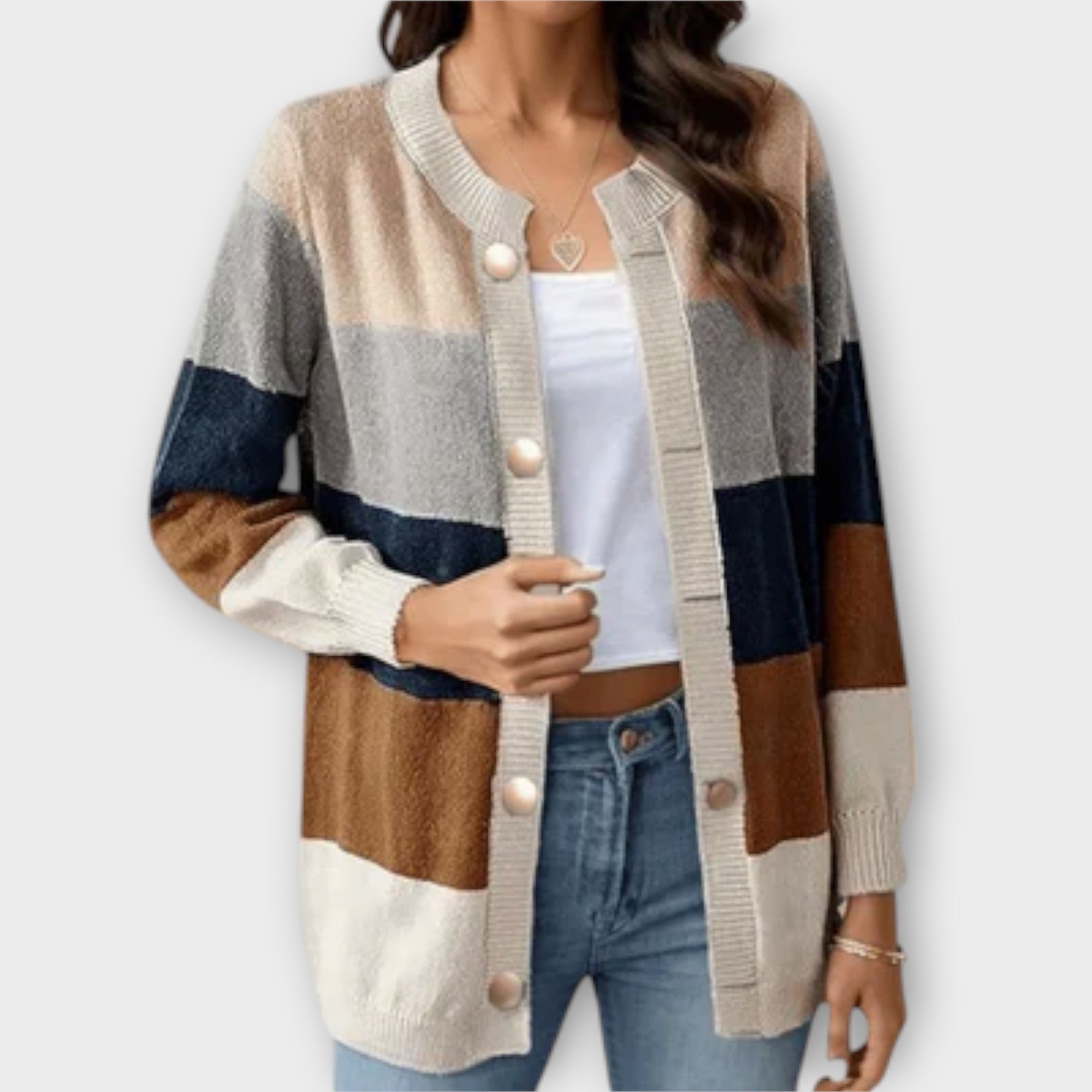 Aurora | Elegante Strickjacke mit luxuriösem Streifenmuster