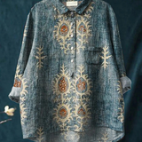 Isolde | Zeitgenössische Bluse mit Vintage-Ethno-Blumenmuster