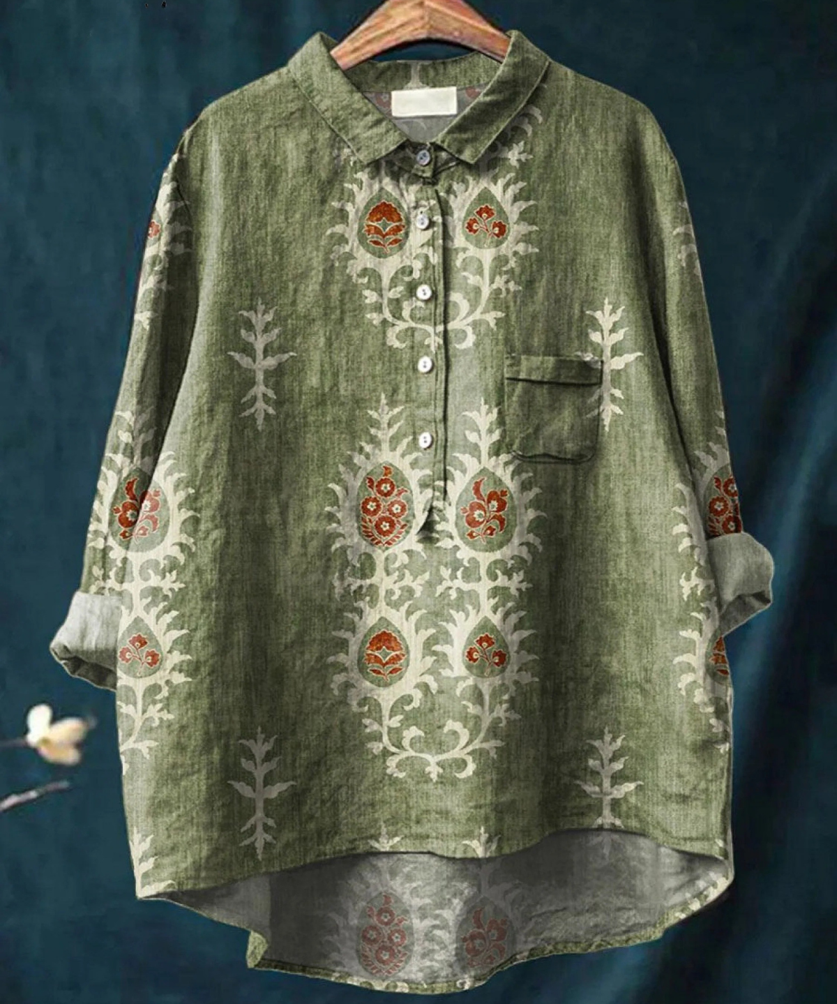 Isolde | Zeitgenössische Bluse mit Vintage-Ethno-Blumenmuster