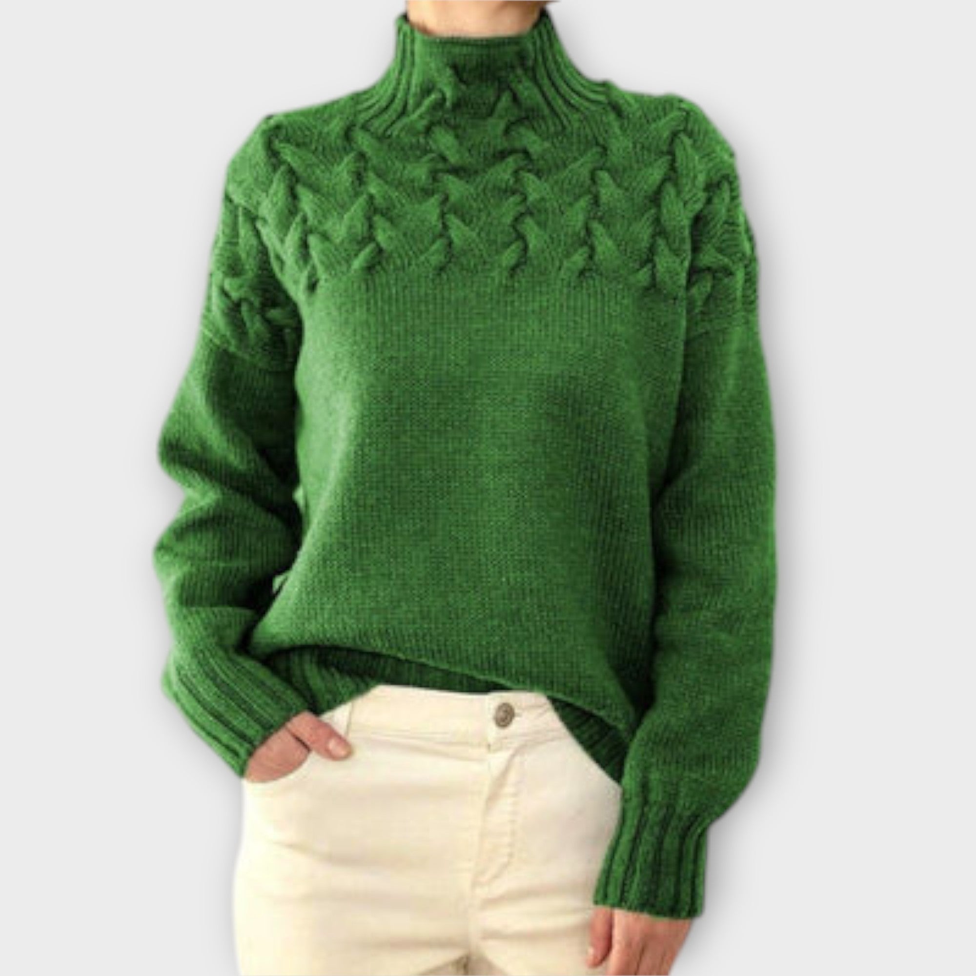 Aurora | Eleganter Damenpullover mit exquisiten Zopfstrick-Akzenten