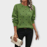 Aveline | Eleganter langärmliger Strickpullover mit kunstvollem Tupfenmuster