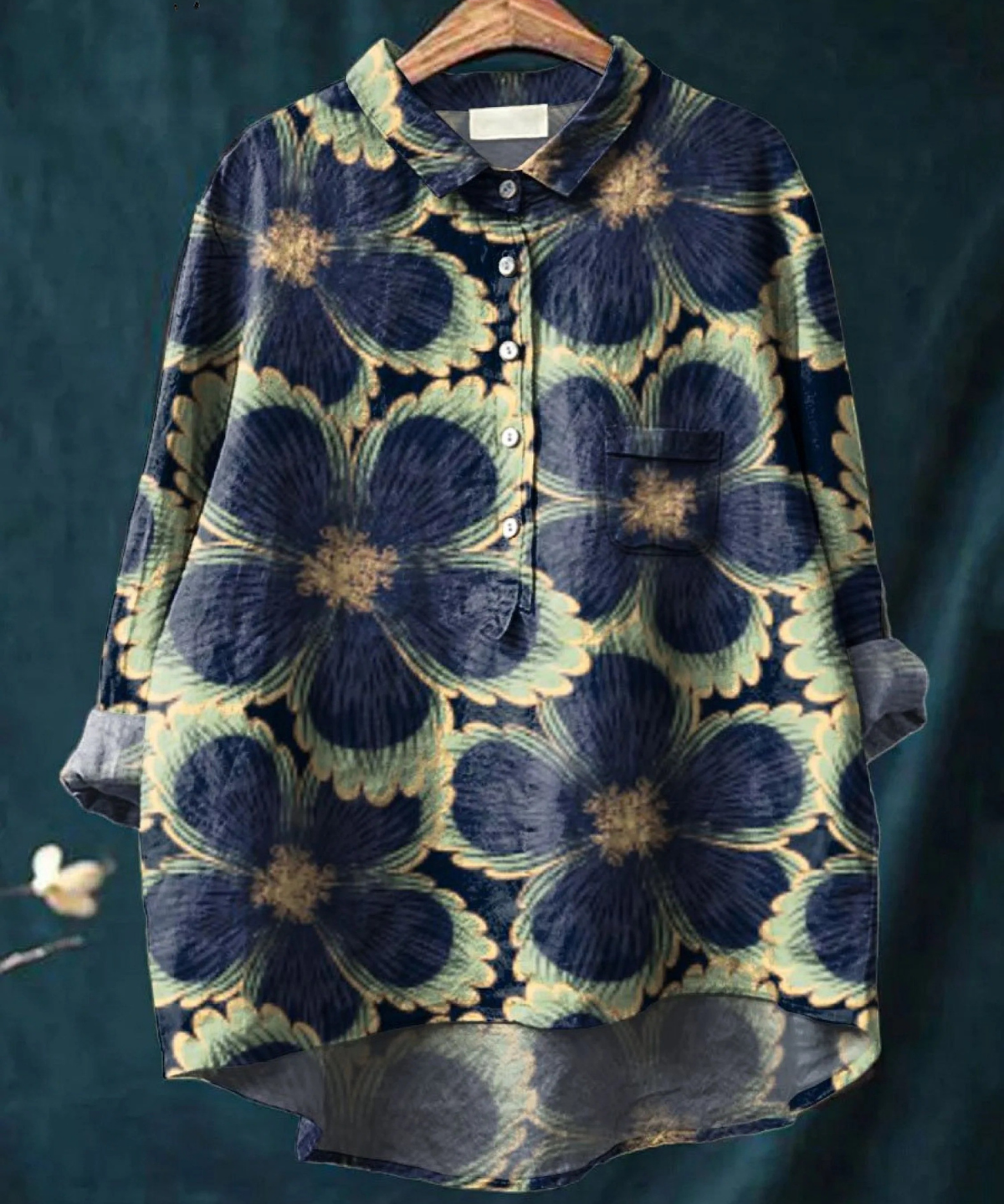 Isabella | Elegante Vintage-Blumenprint-Hemdbluse