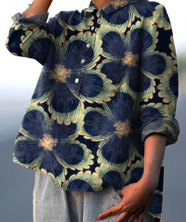 Isabella | Elegante Vintage-Blumenprint-Hemdbluse