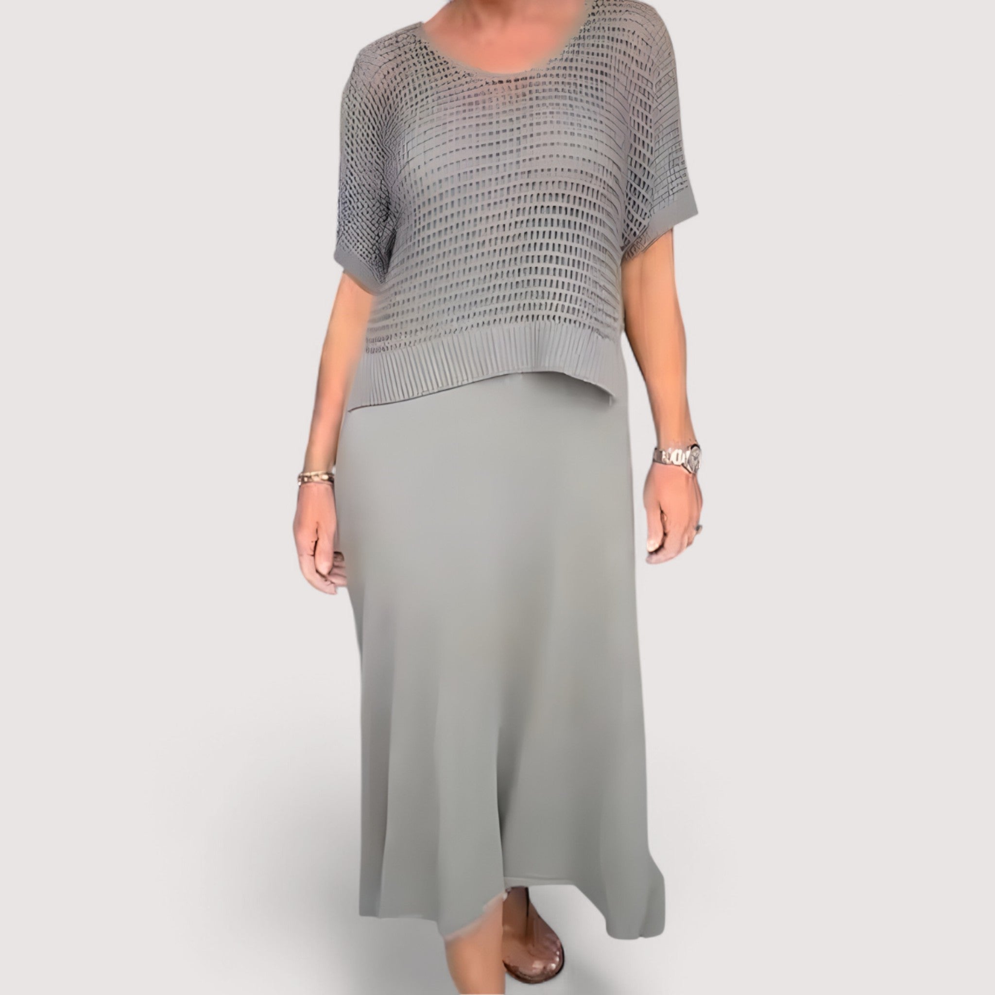 Claudia | Elegantes Sommerkleid mit exquisitem Strickoberteil
