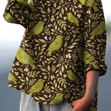 Victoria | Elegante Bluse mit vintage Blumen- und Vogelkunstprint