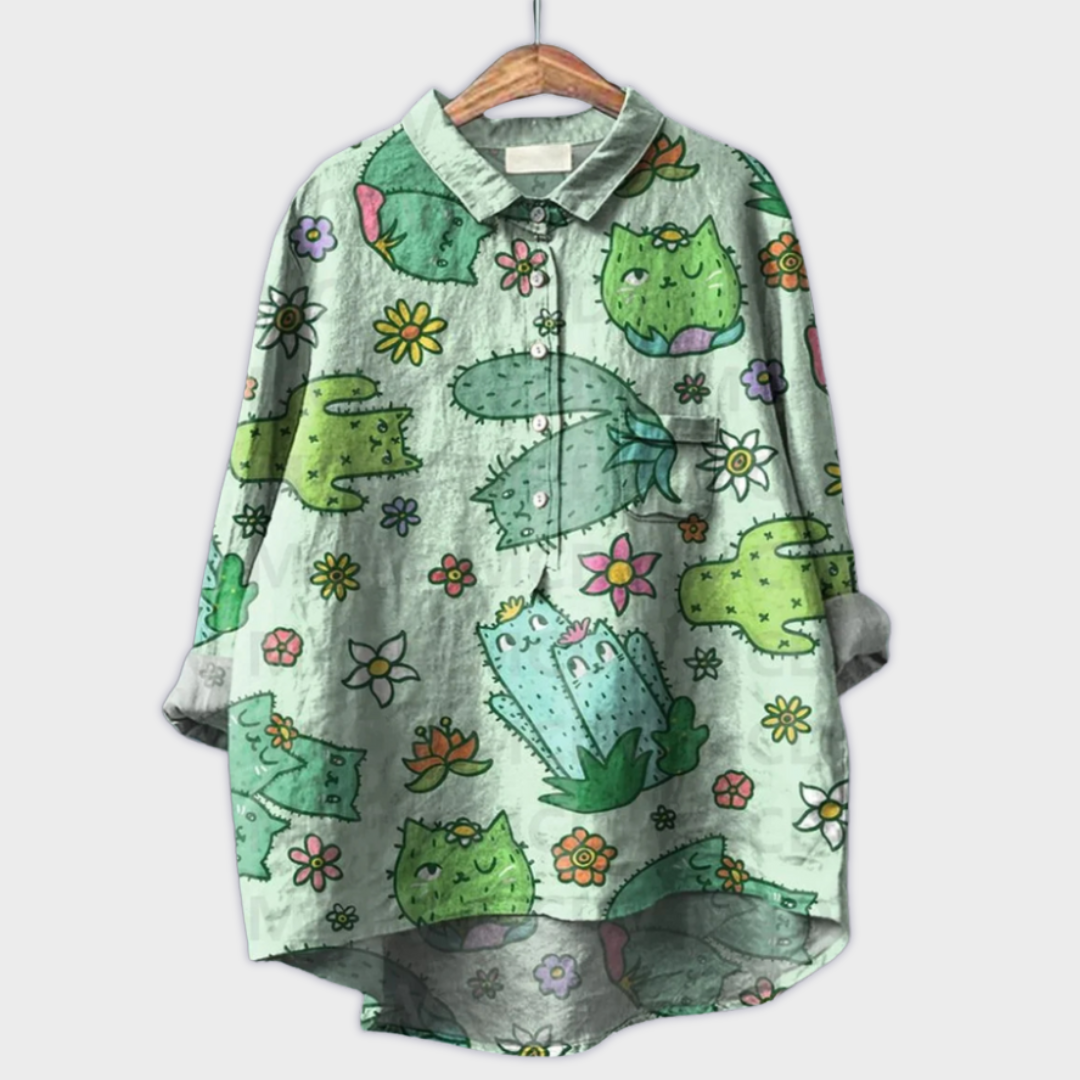 Magdalena | Exquisite Damenbluse mit kunstvollem Blumenmuster