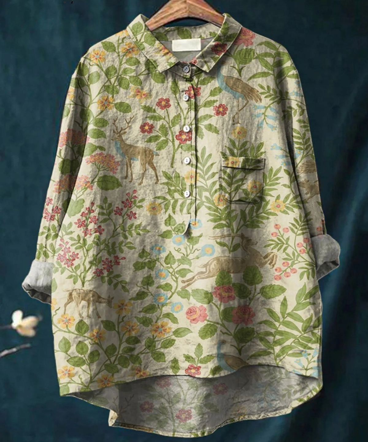 Georgina | Exquisite Vintage-Blumen-Kunstwerk Hemdbluse