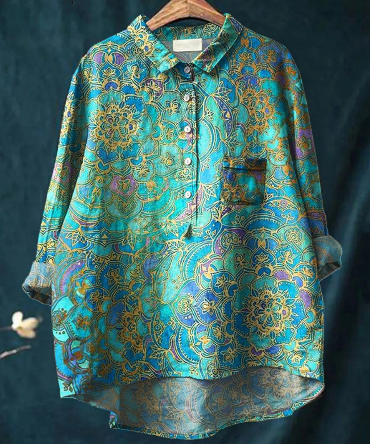 Katharina | Elegante Bluse mit modernem Retro-Kunstdruck