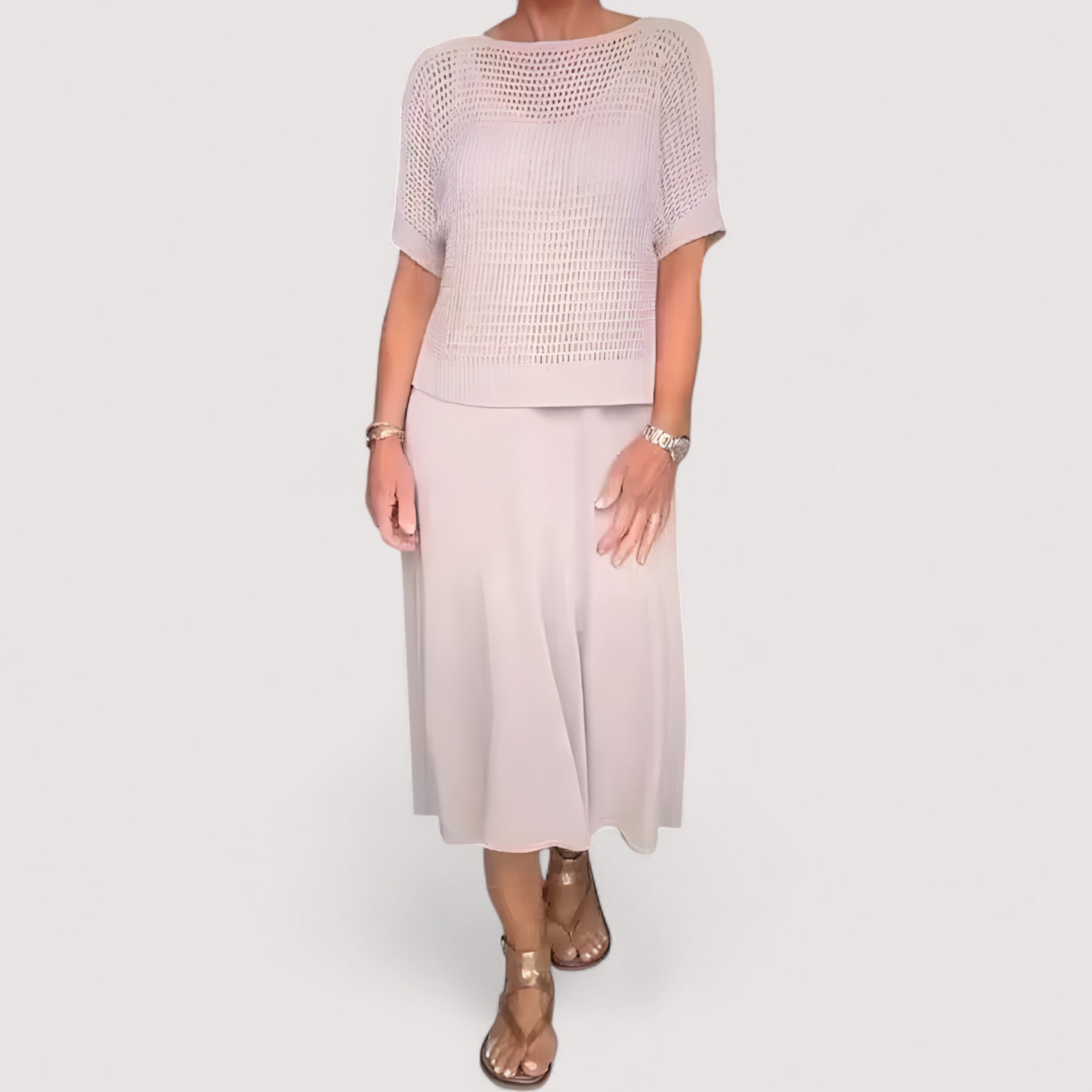 Claudia | Elegantes Sommerkleid mit exquisitem Strickoberteil