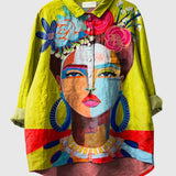 Amara | Elegante Hemdbluse mit kunstvollem Print