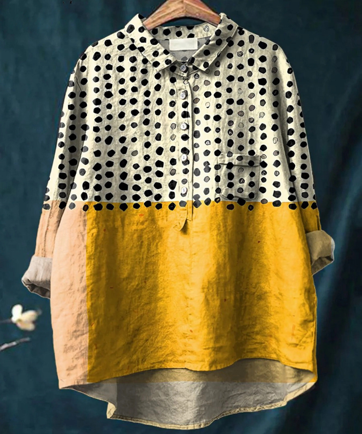 Olivia | Elegante Bluse mit luxuriösem Punktedesign in leuchtendem Gelb
