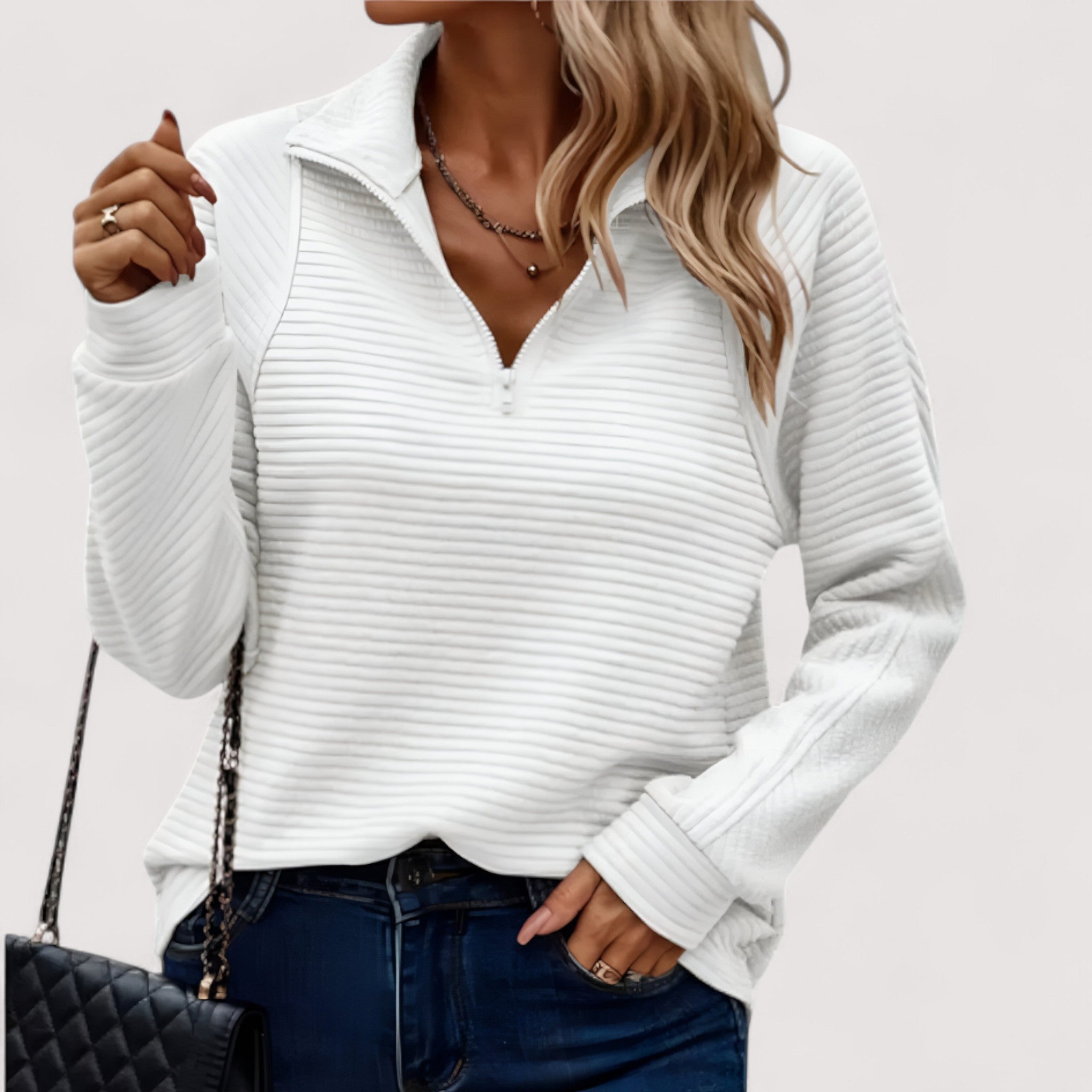 Tatiana | Raffinierter Half-Zip Pullover aus edelster Kaschmirqualität