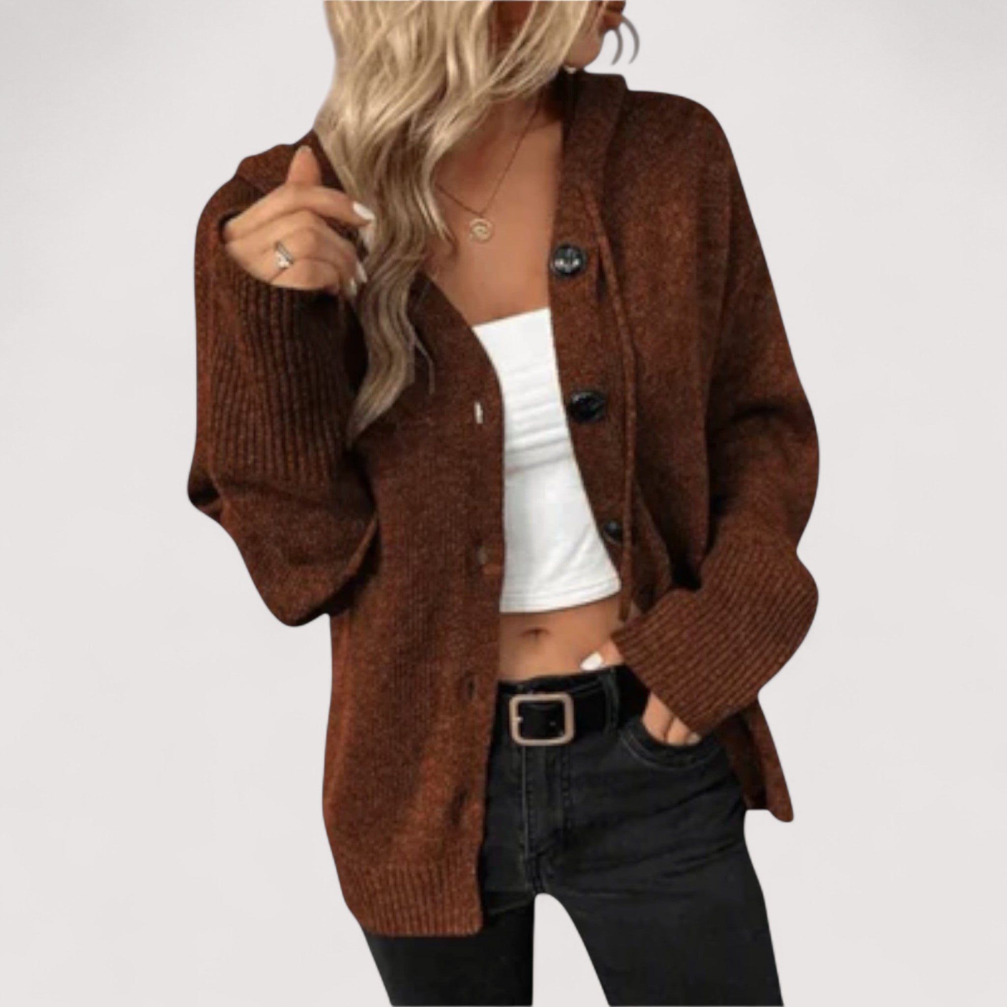 Margrit | Eleganter Strickcardigan mit kunstvollen Knöpfen