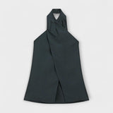 Heloise | Eleganter blauer Halter Neck Top mit verführerischem Rückenausschnitt