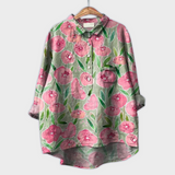 Magdalena | Exquisite Damenbluse mit kunstvollem Blumenmuster