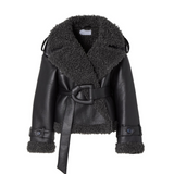 Elvira | Eleganter Gürtel-Mantel aus Lammfell