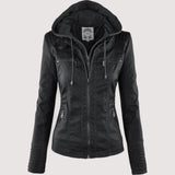 Laurina | Elegante Bikerjacke mit luxuriöser Kapuze
