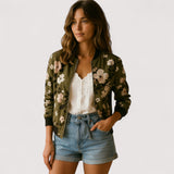 Lidia | Exquisite Bomberjacke mit floralen Motiven
