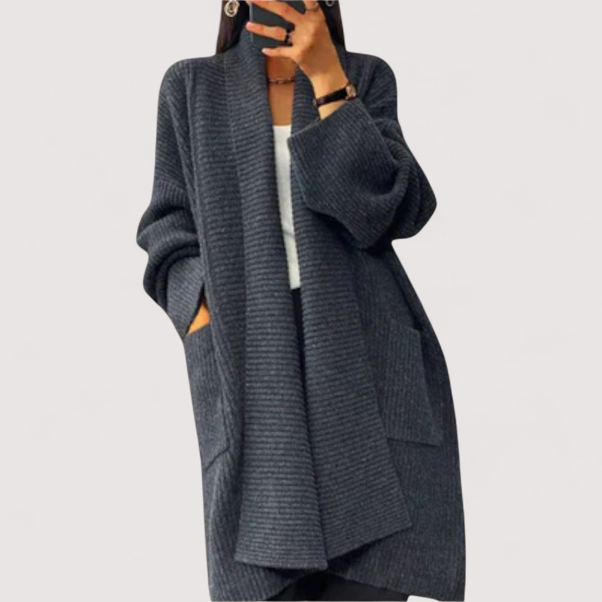 Isolde | Eleganter, langer Strickcardigan aus feinstem Cashmere