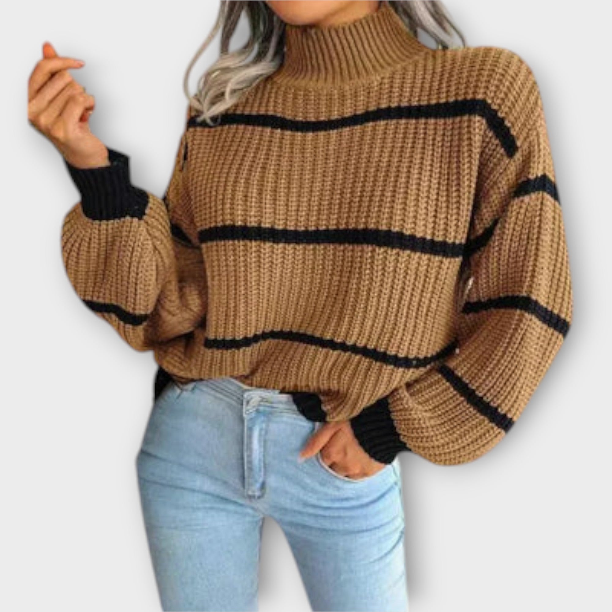 Chavala | Eleganter Rollkragenpullover mit luxuriösem Streifenmuster