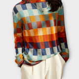 Erika | Eleganter Patchwork-Rollkragenpullover aus erlesenen Materialien