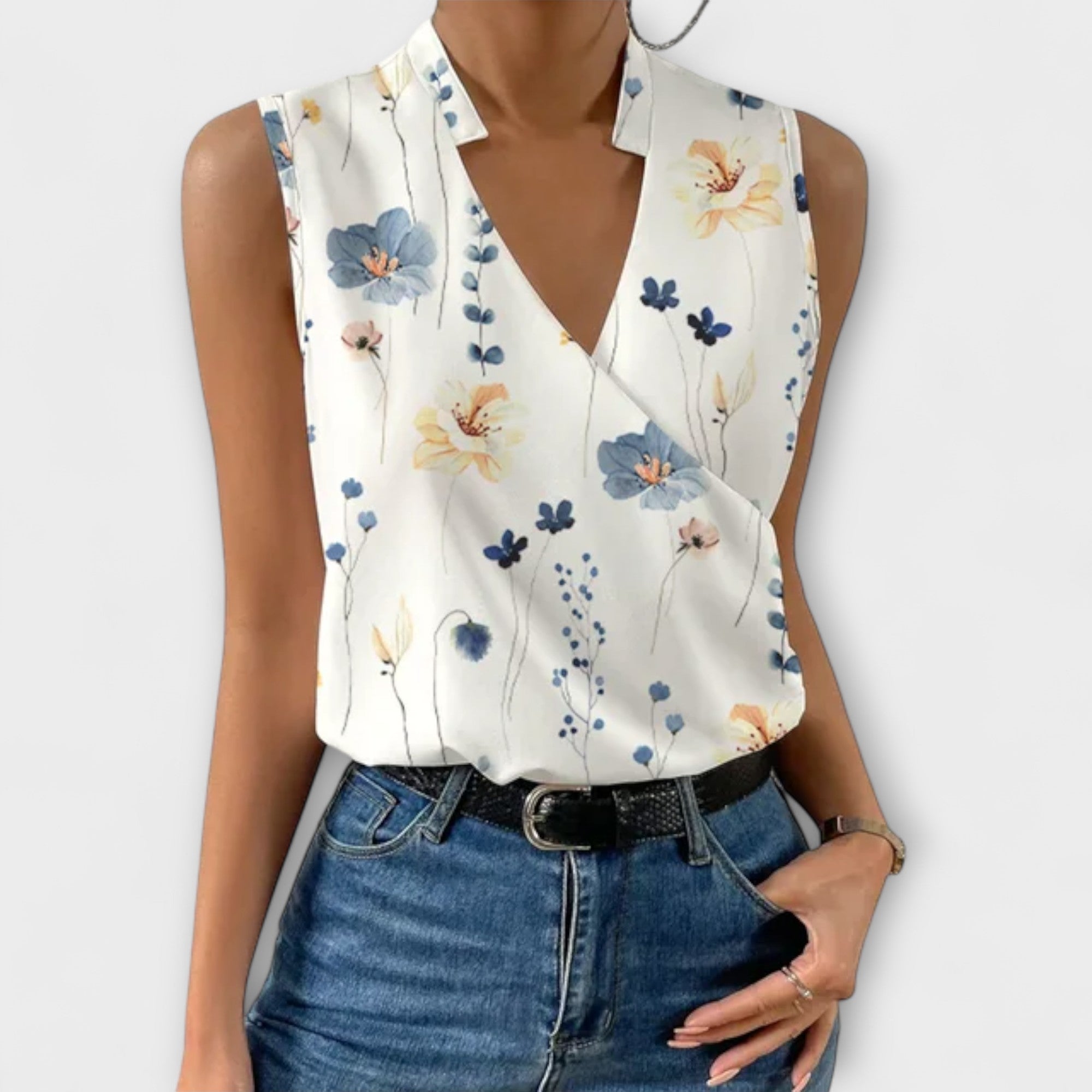 Isabella | Elegantes V-Ausschnitt Sommertop aus zartem, fließendem Stoff