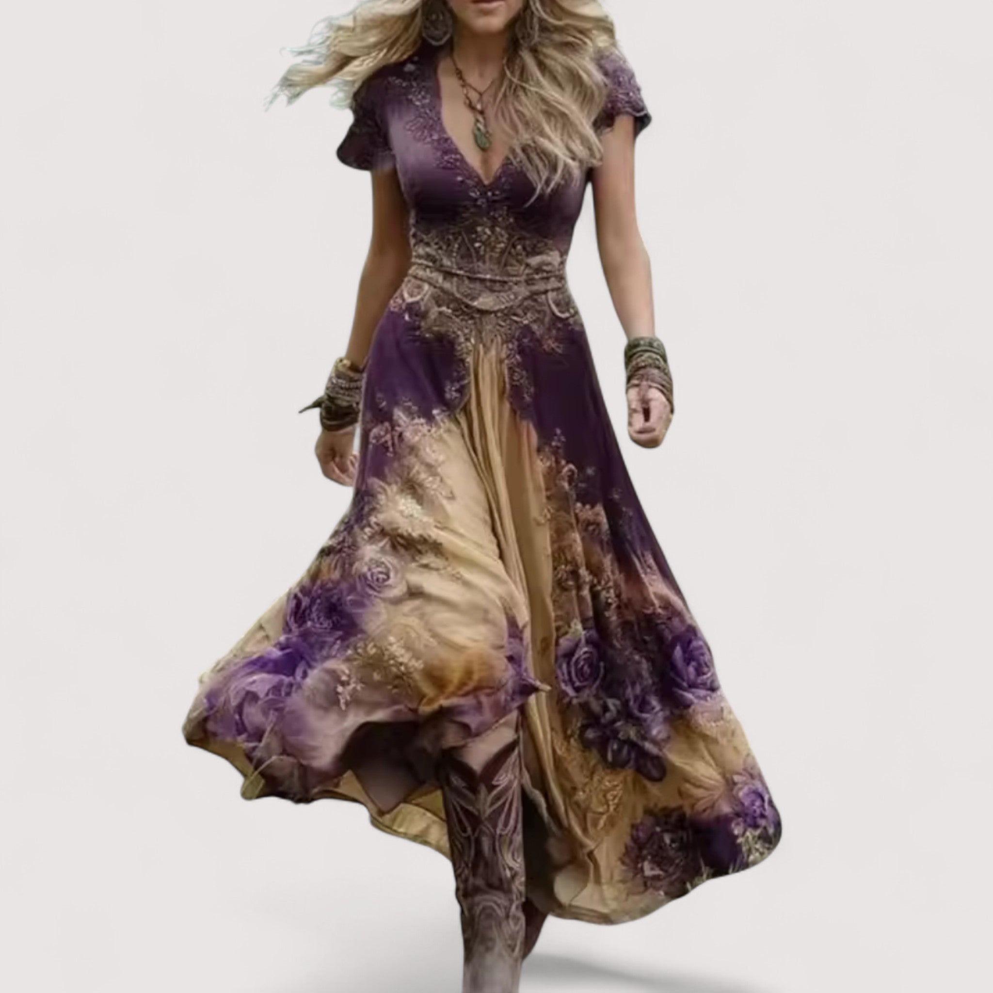 Viviane | Elegantes Kleid mit floralen Akzenten
