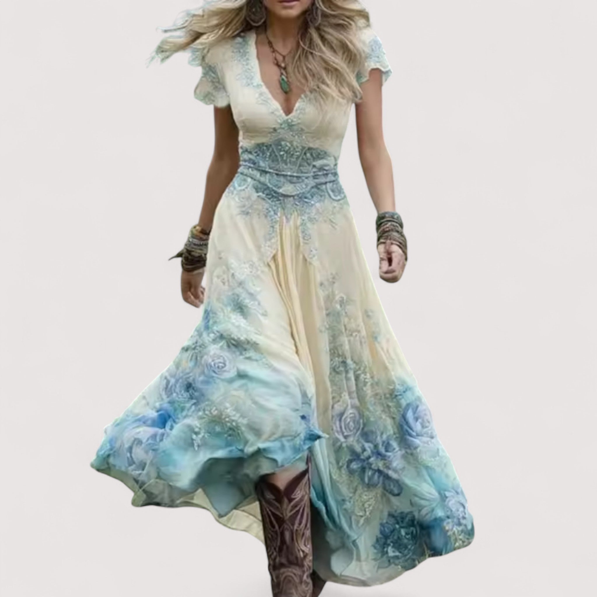 Viviane | Elegantes Kleid mit floralen Akzenten