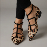 Brigitte | Ballettschuhe mit Leopardenriemen in exquisiter Eleganz