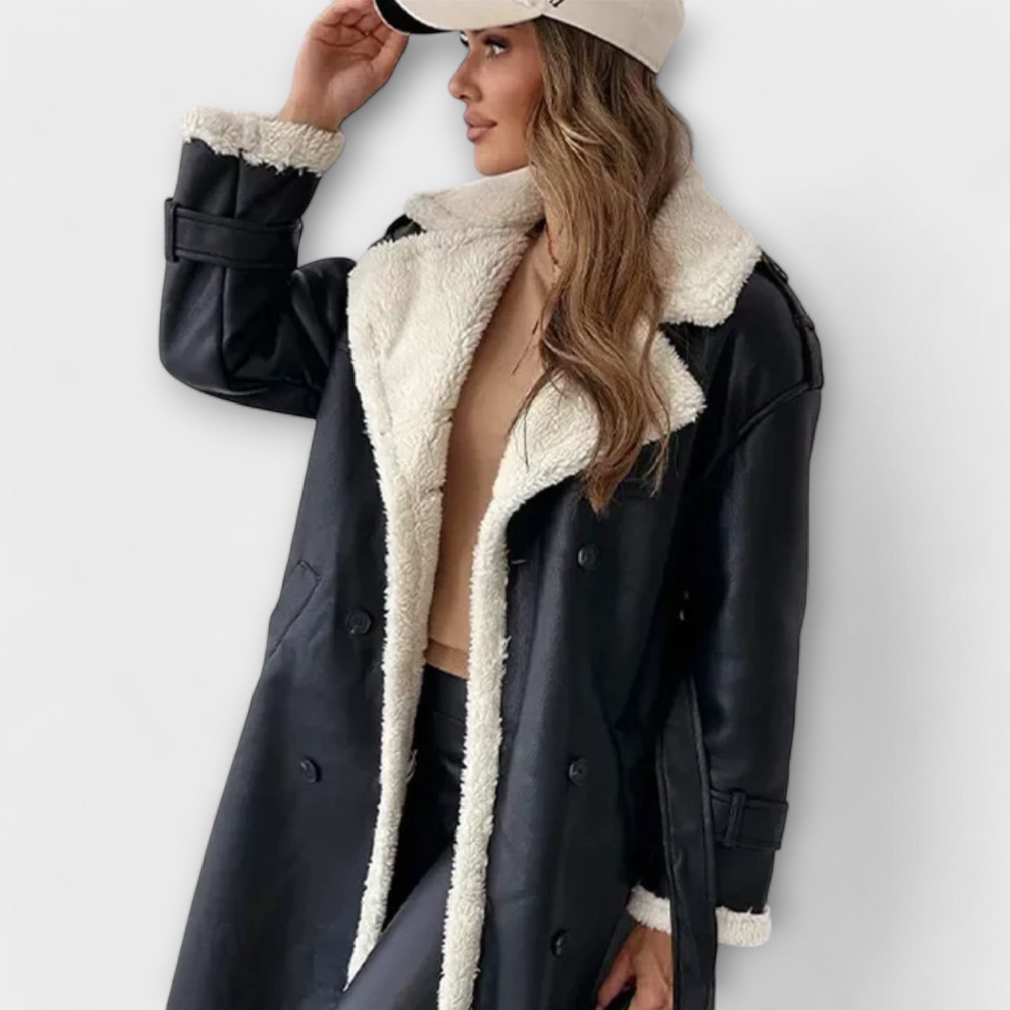 Aurora | Elegante Lange Jacke mit luxuriösem Fleecefutter und opulentem Teddykragen