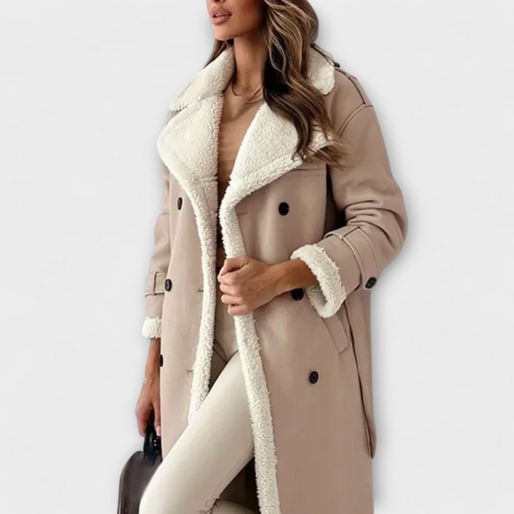 Aurora | Elegante Lange Jacke mit luxuriösem Fleecefutter und opulentem Teddykragen