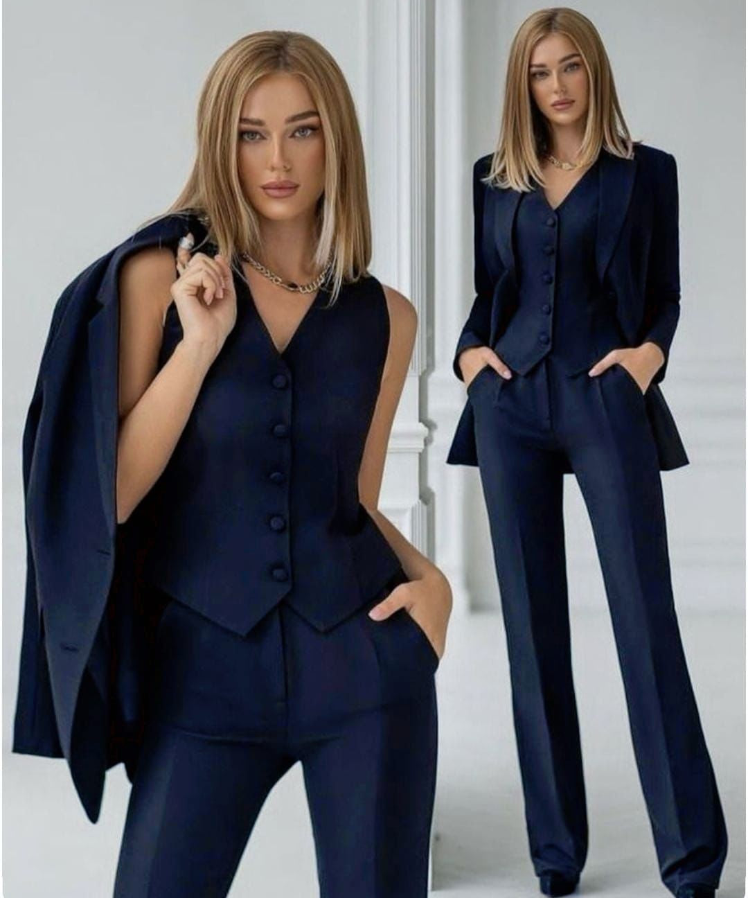 SOPHIE | Elegantes Kostüm mit Jacke, Hose und Weste in raffinierter Harmonie