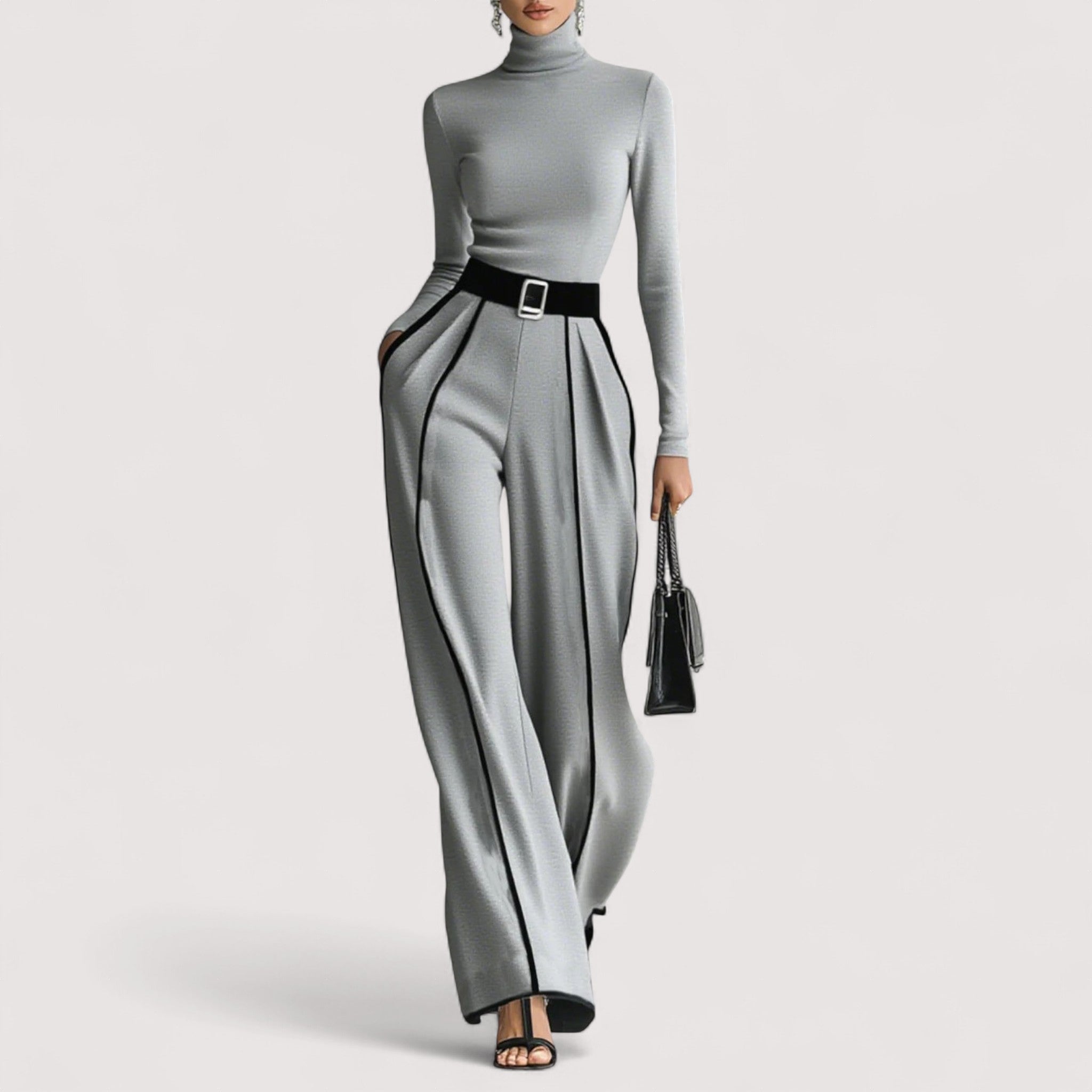 Noliane | Elegantes Langarmshirt mit luxuriösem Stehkragen – Set