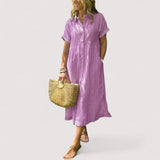 Rea | Elegantes gestreiftes Hemdkleid aus feinstem Stoff