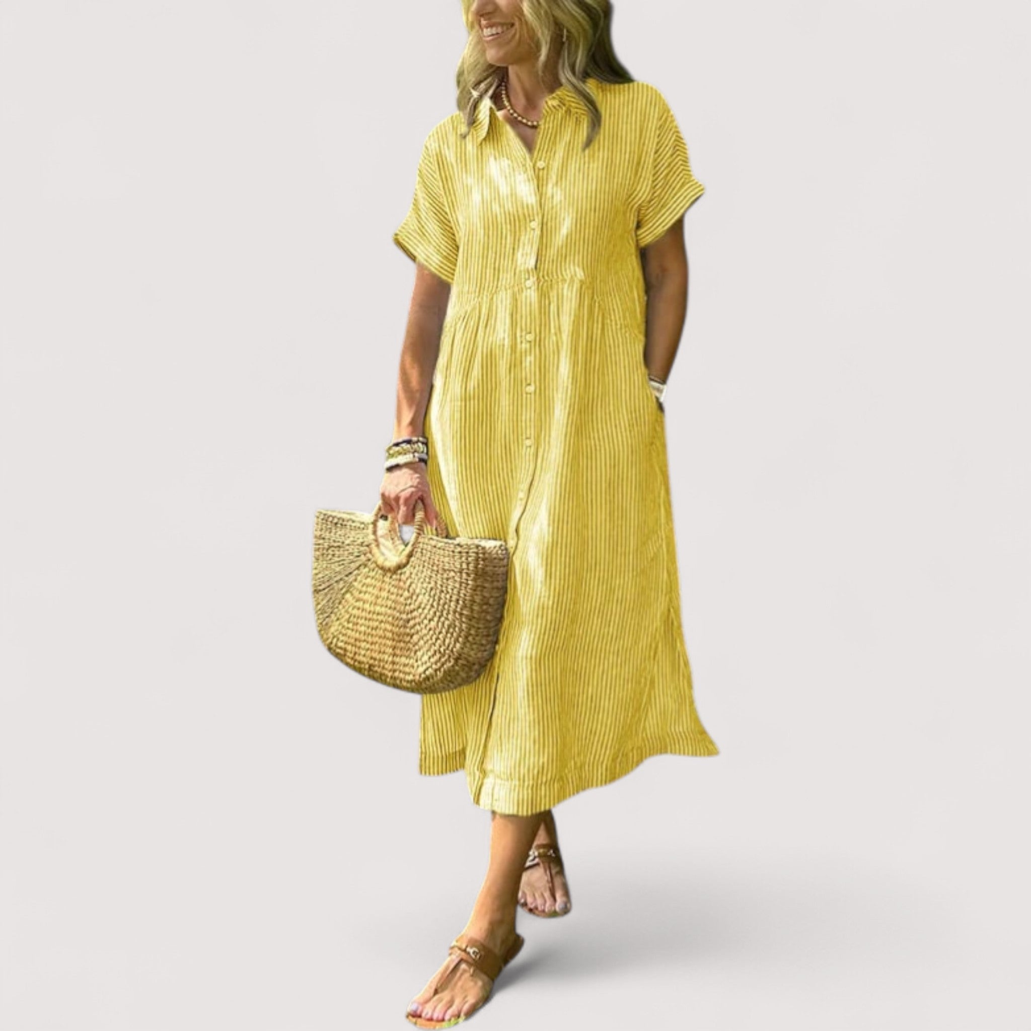 Rea | Elegantes gestreiftes Hemdkleid aus feinstem Stoff