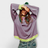 Maria | Eleganter Oversize-Pullover mit edlem Streifenmuster
