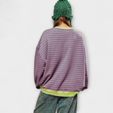 Maria | Eleganter Oversize-Pullover mit edlem Streifenmuster