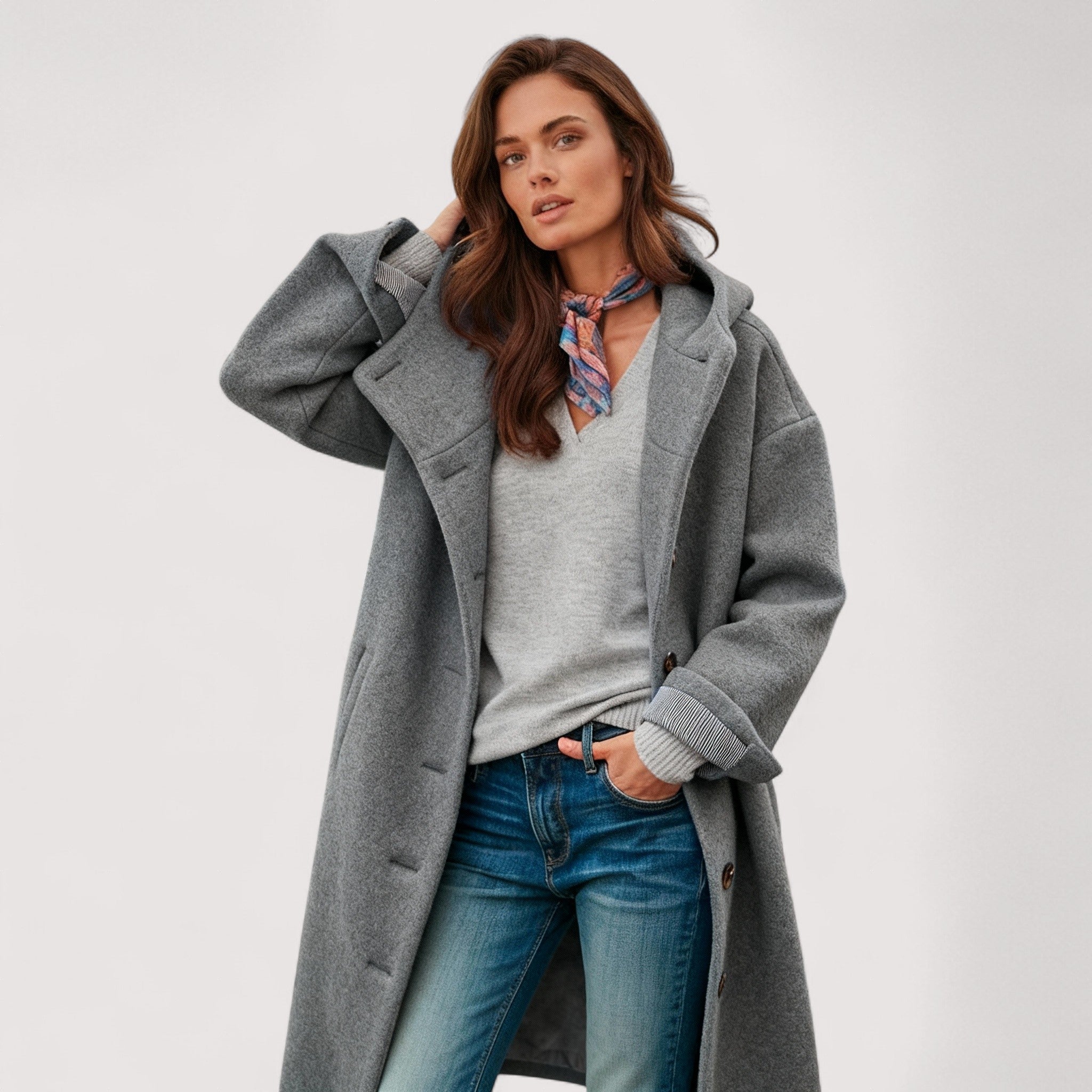 Lorena | Elegante lange Winterjacke aus erlesenen Materialien