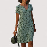 Jeanne | Elegantes Kleid mit V-Ausschnitt und kunstvollem Druck